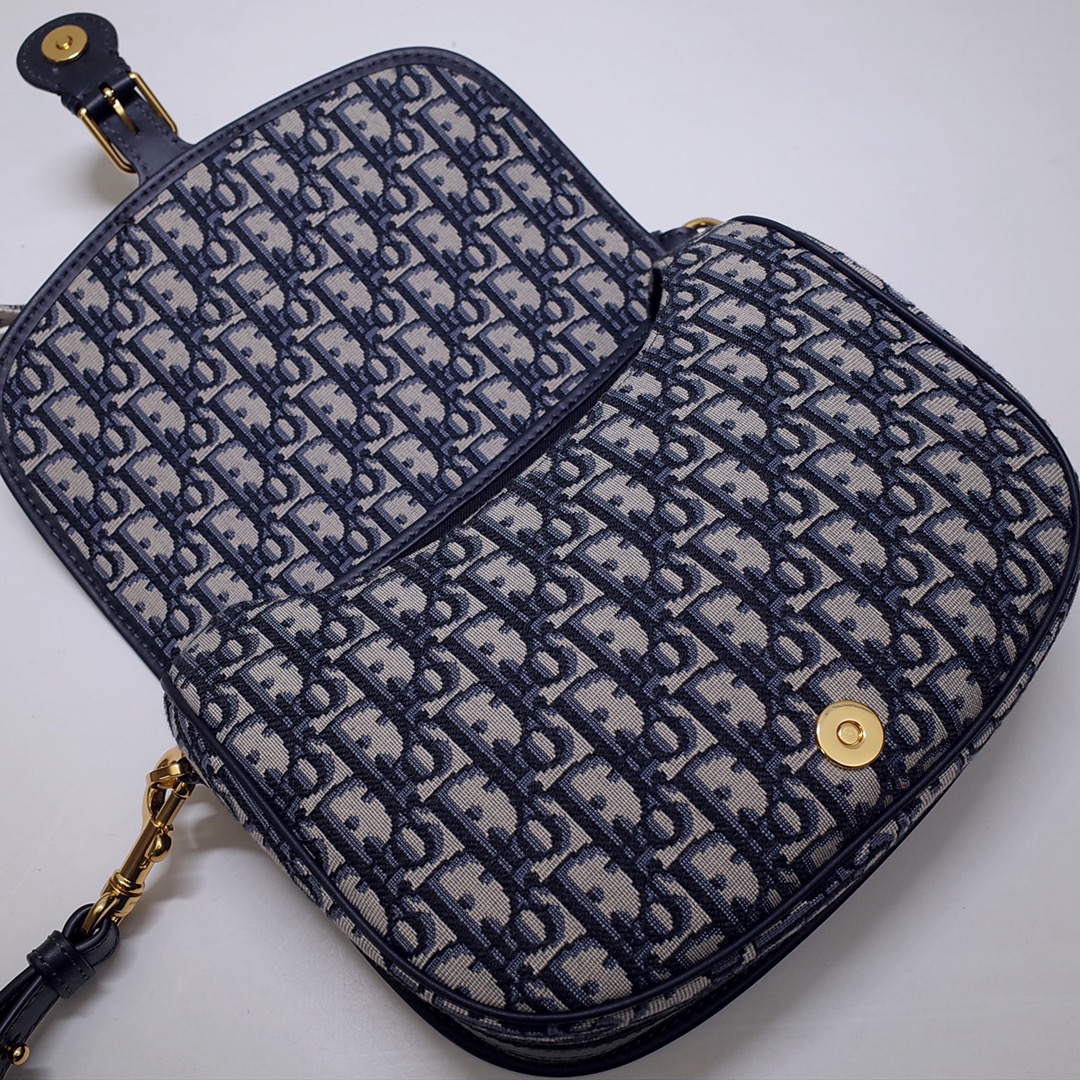 Large Dior Bobby Bag Blue Dior Oblique Jacquard